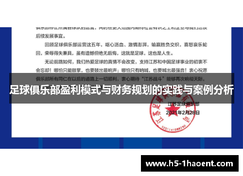 足球俱乐部盈利模式与财务规划的实践与案例分析